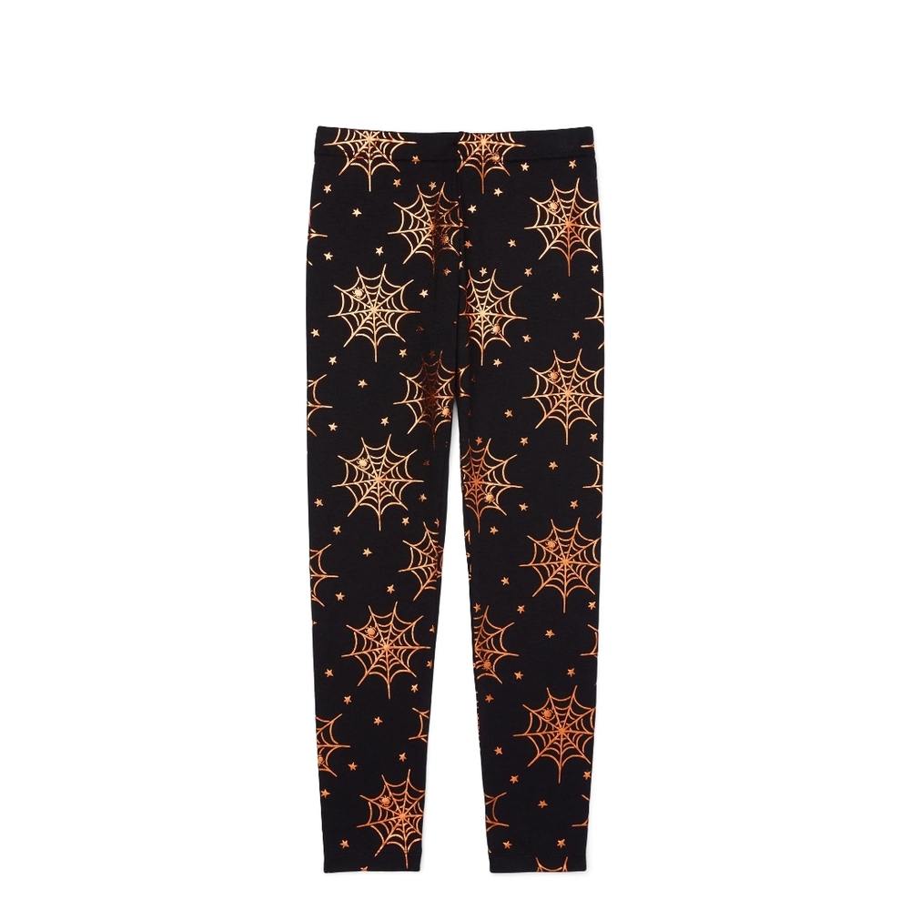Wonder Nation girls Spiderweb 🕸️ Black and Orange Leggings